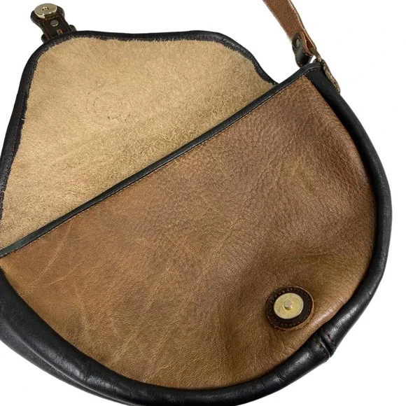 Artisan Tooled Leather Crossbody Bag Brown Butter Soft Utility Grunge Boho - Picture 4 of 5